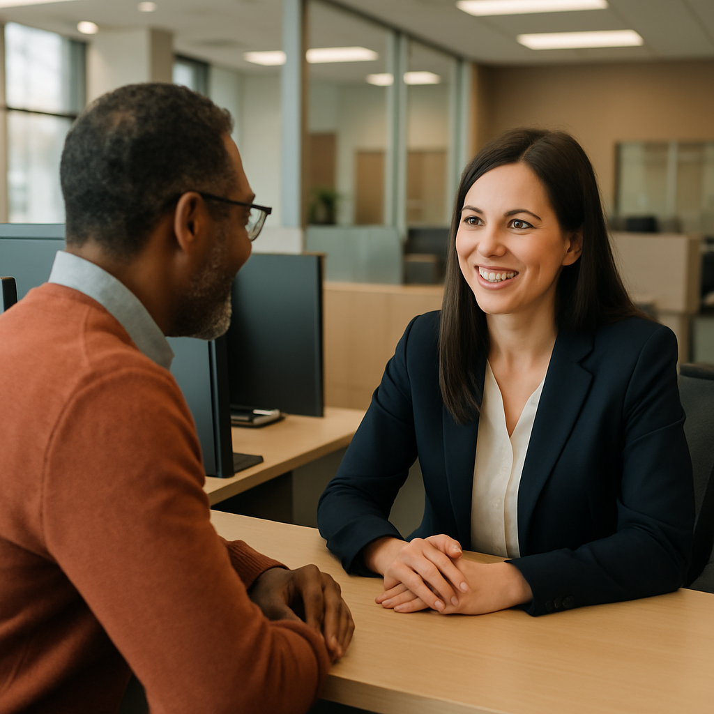 A credit union member having a positive in-branch experience with his mortage refinancing because of intelligent banking practices.